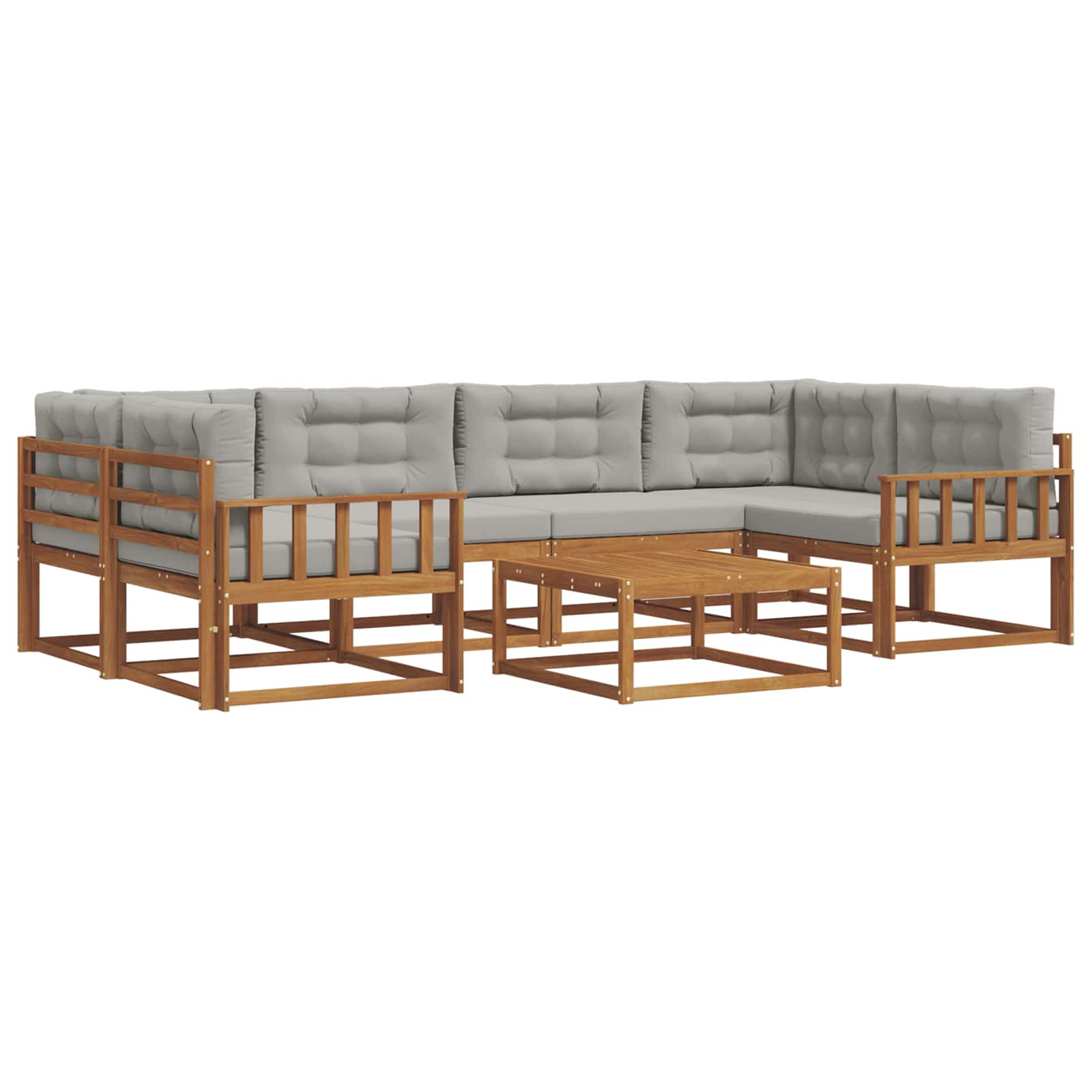 Set di divani da esterno 7 pcs Grigio Naturale e Chiaro | homemem39