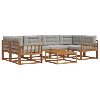 Set di divani da esterno 7 pcs Grigio Naturale e Chiaro | homemem39