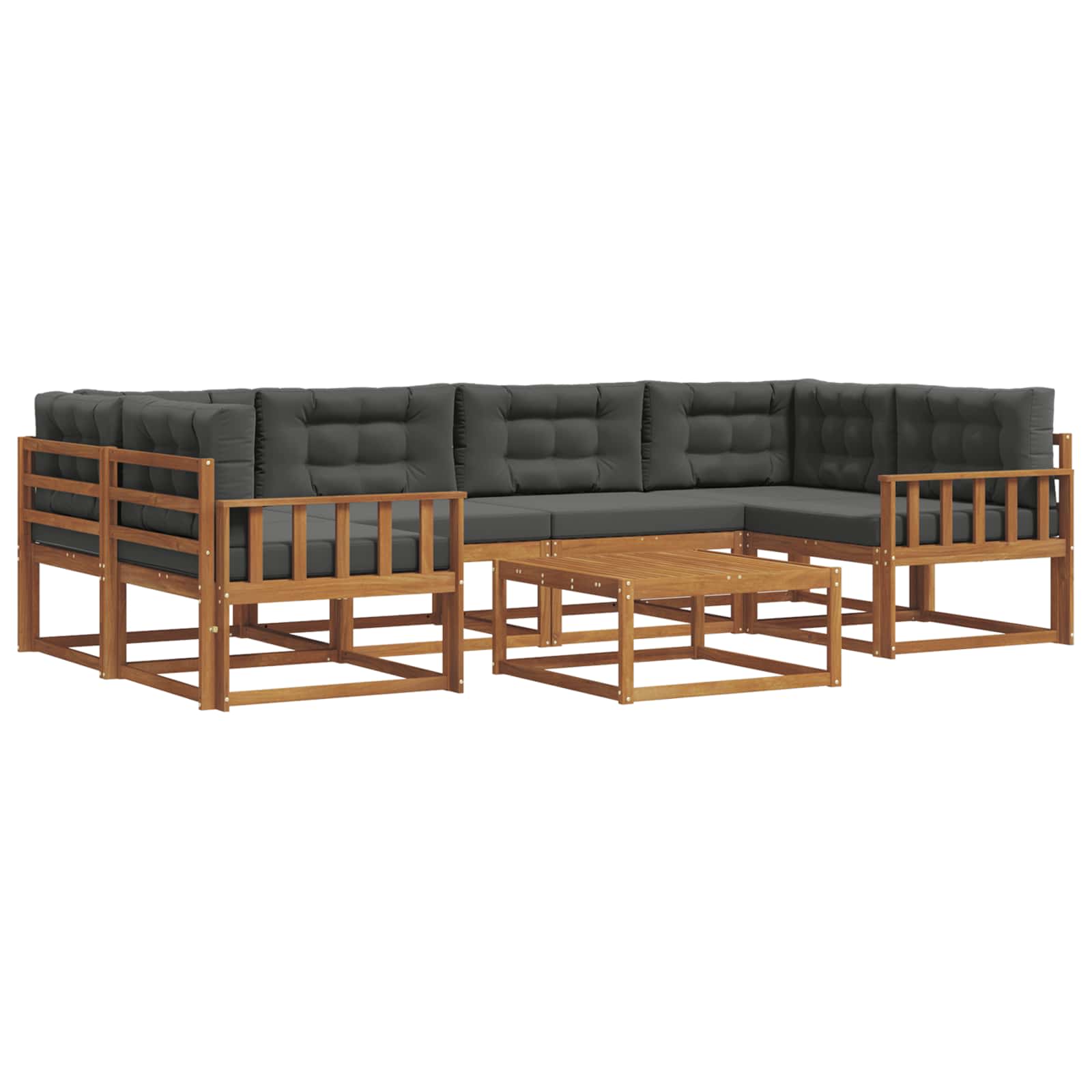 Set di divani da esterno con cuscino 7 pcs Naturale e Antracite | homemem39