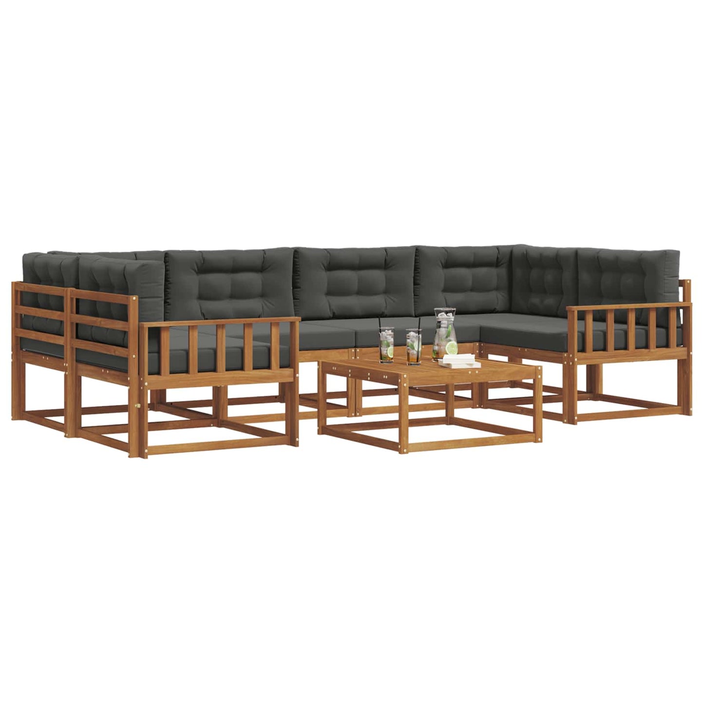 Set di divani da esterno con cuscino 7 pcs Naturale e Antracite | homemem39