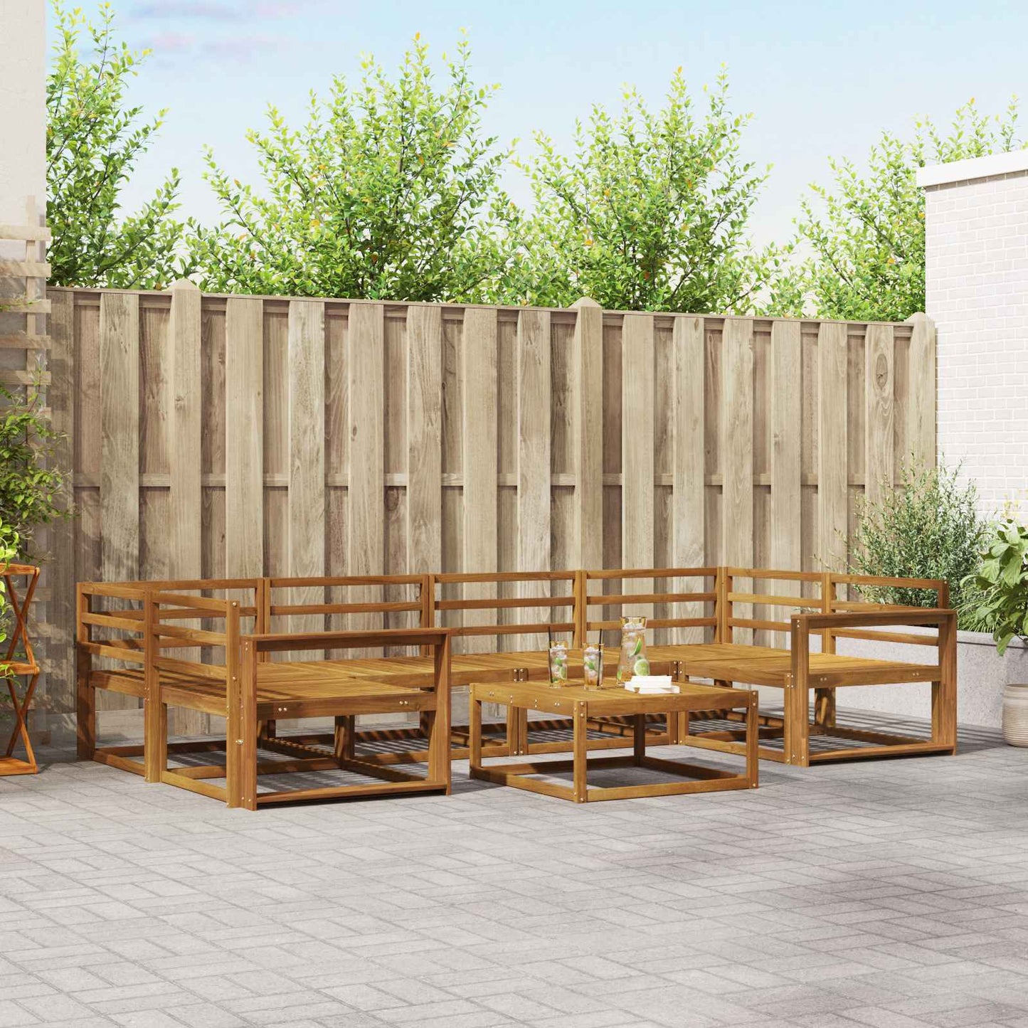 Set di divani da esterno 7 pcs Naturale | homemem39