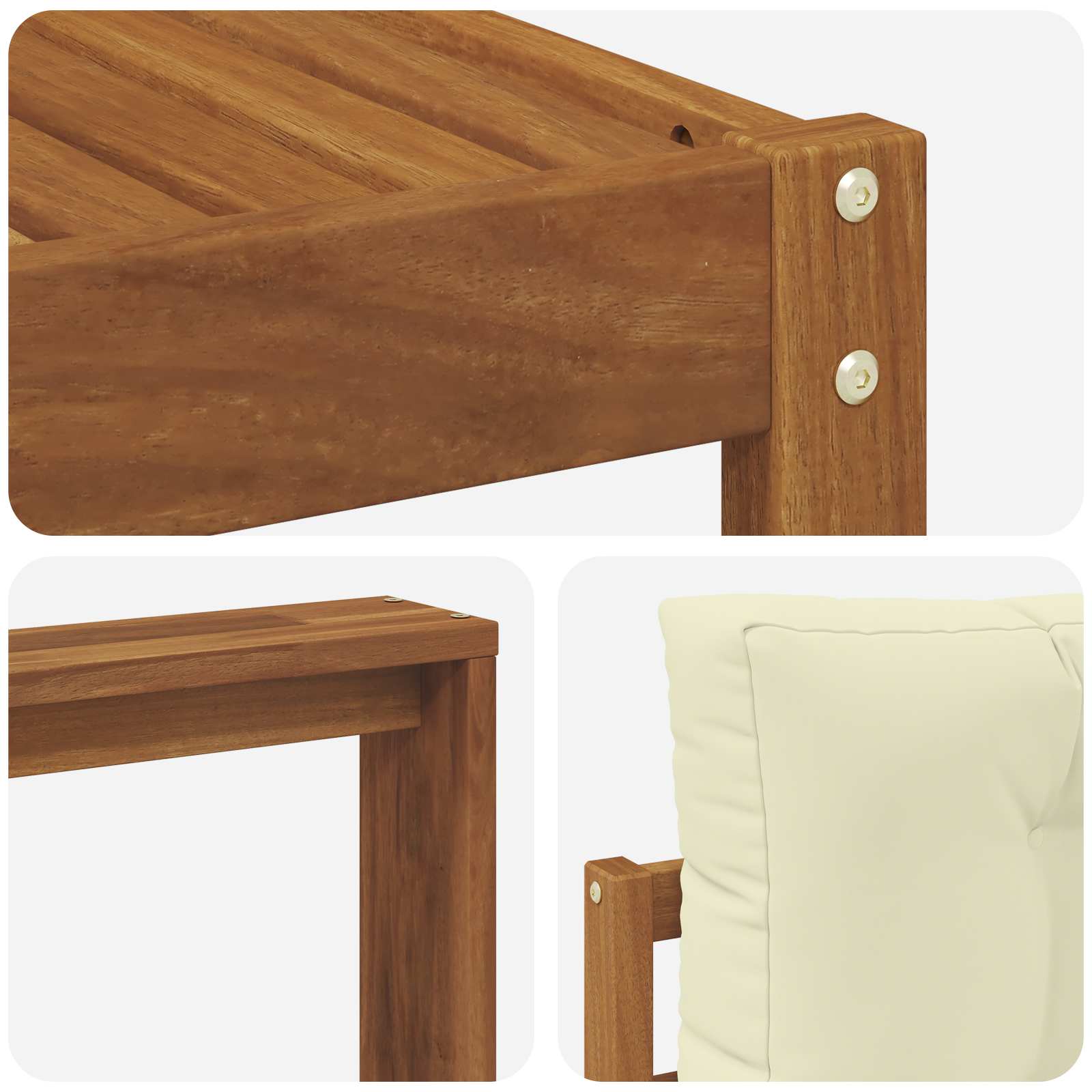 Set di divani da esterno con cuscino 7 pcs Naturale e Crema | homemem39