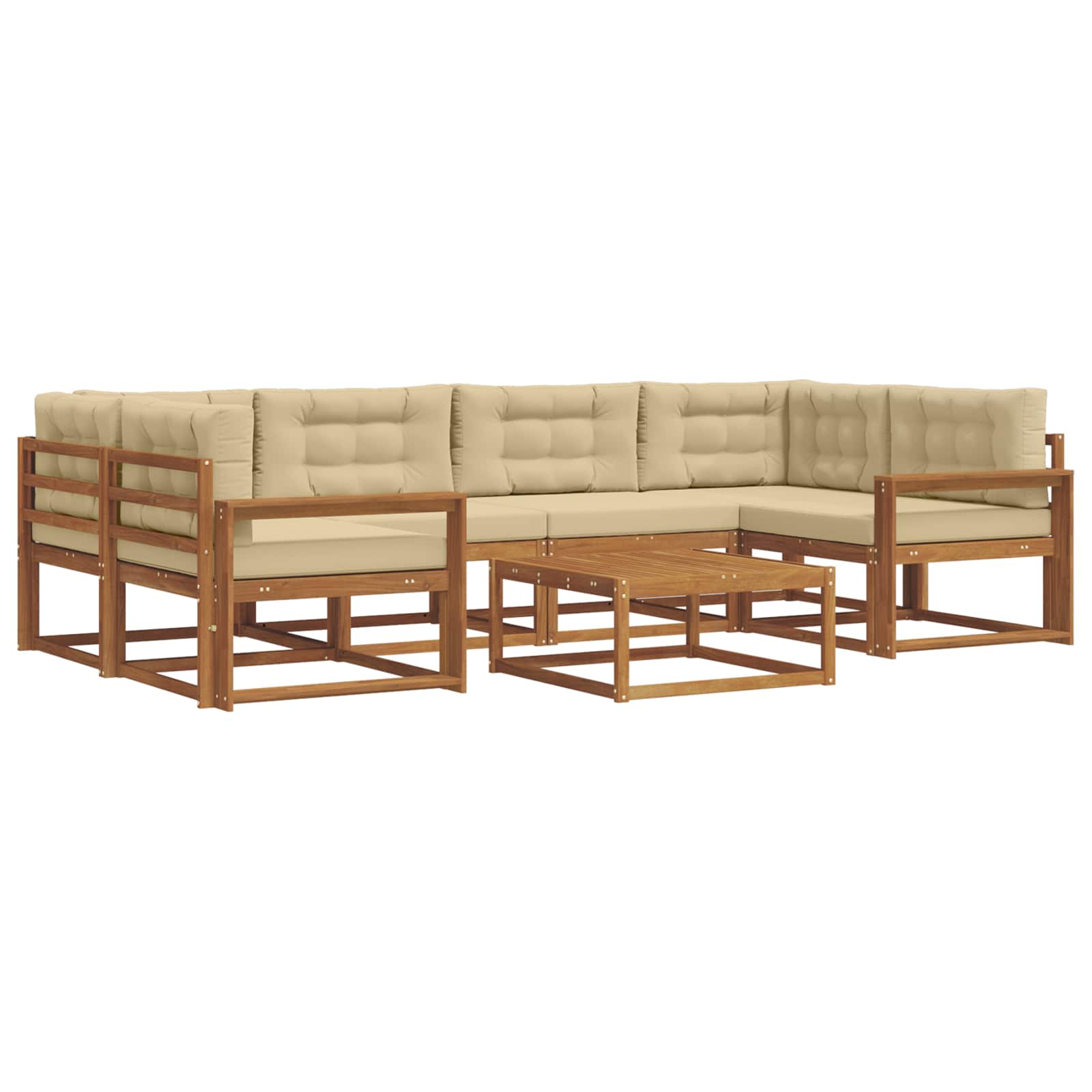 Set di divani da esterno con cuscino 7 pcs Naturale e Beige | homemem39