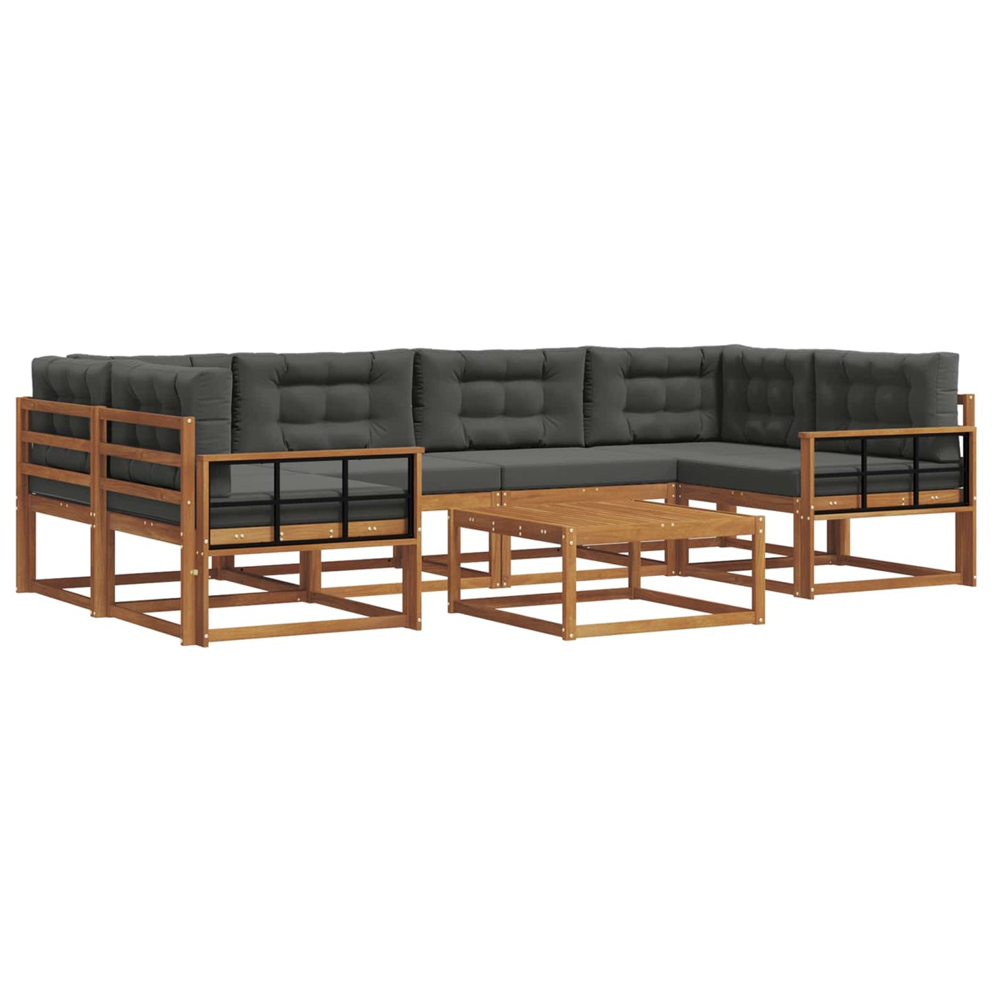 Set di divani da esterno con cuscino 7 pcs Naturale e Antracite | homemem39