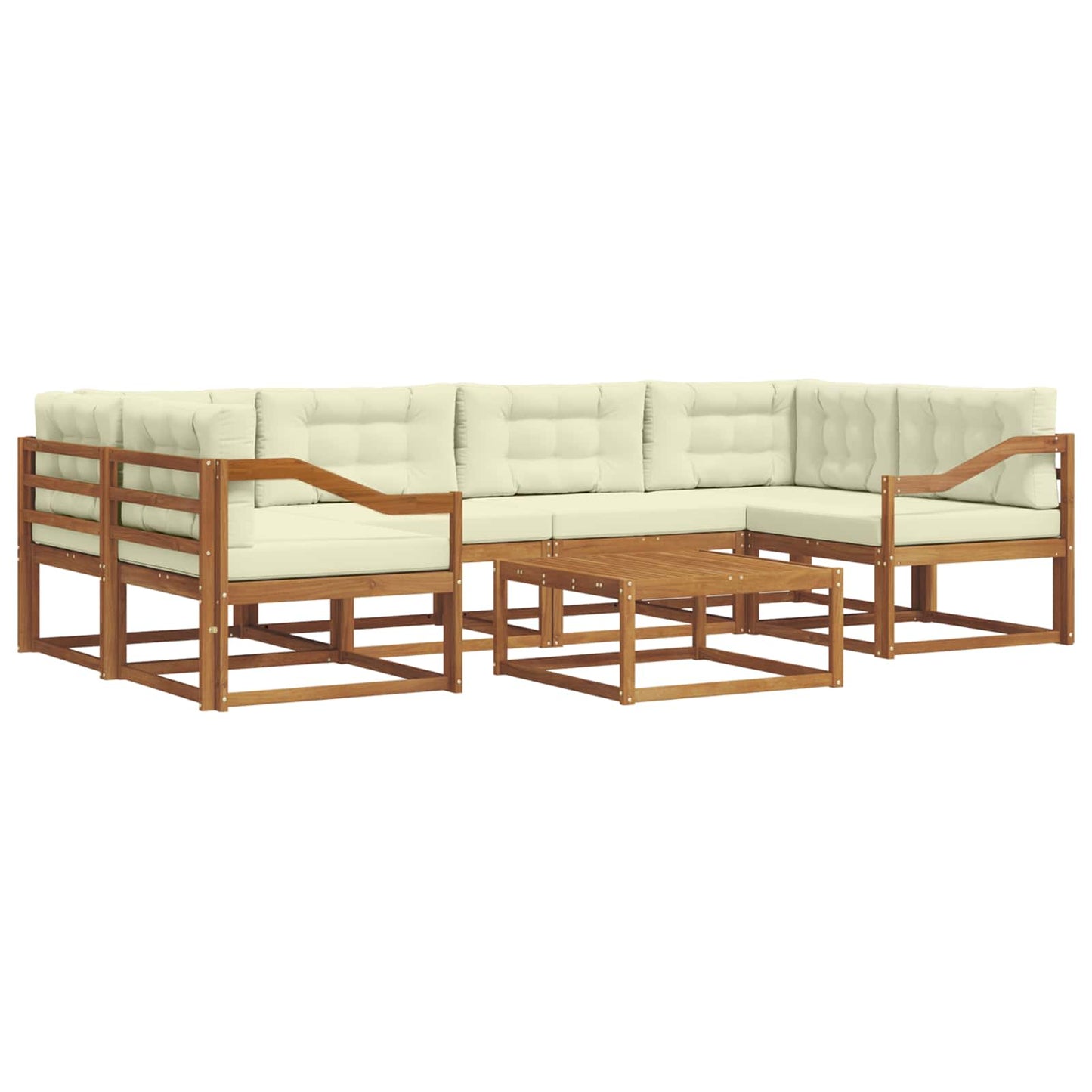 Set di divani da esterno con cuscino 7 pcs Naturale e Crema | homemem39