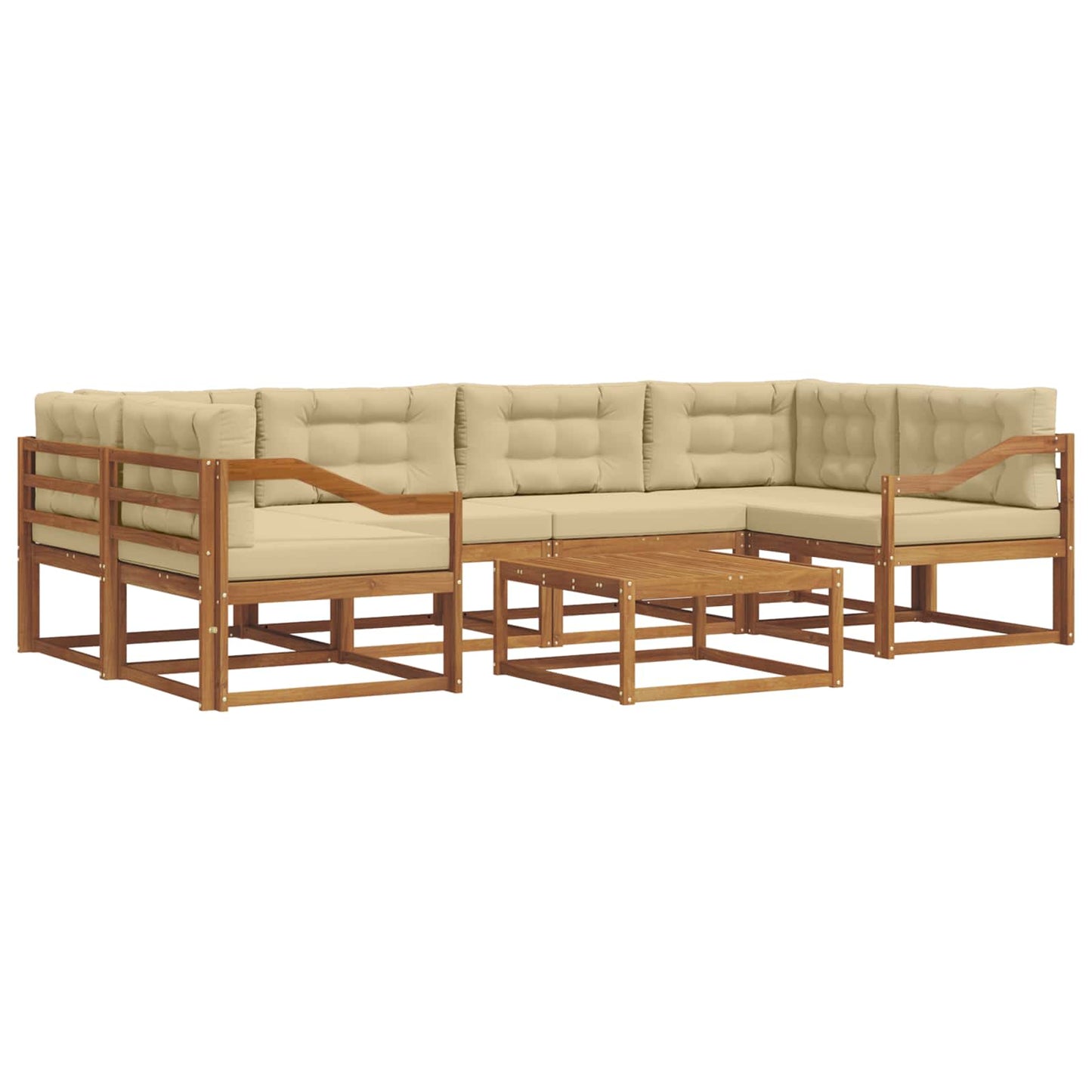 Set di divani da esterno con cuscino 7 pcs Naturale e Beige