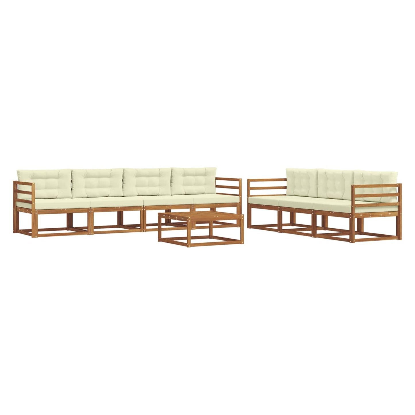 Set di divani da esterno con cuscino 8 pcs Naturale e Crema | homemem39