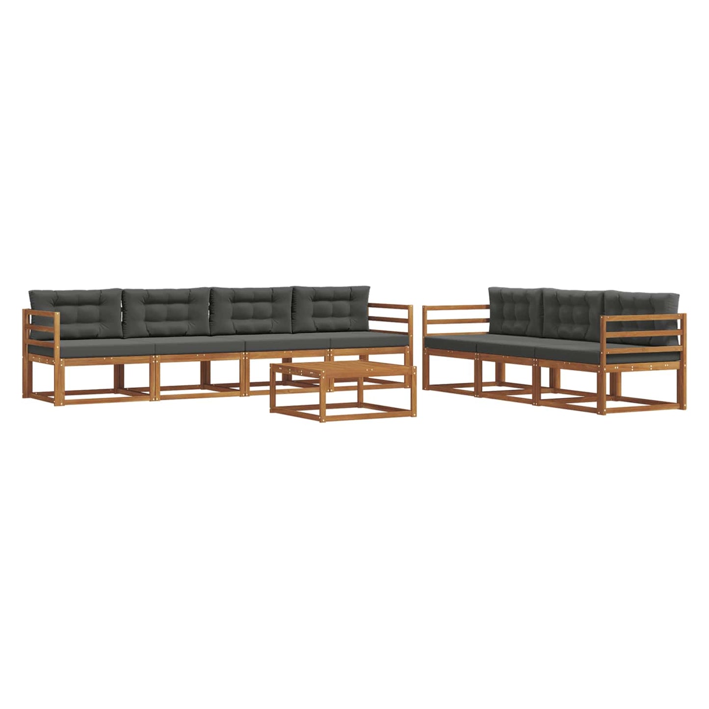 Set di divani da esterno con cuscino 8 pcs Naturale e Antracite | homemem39