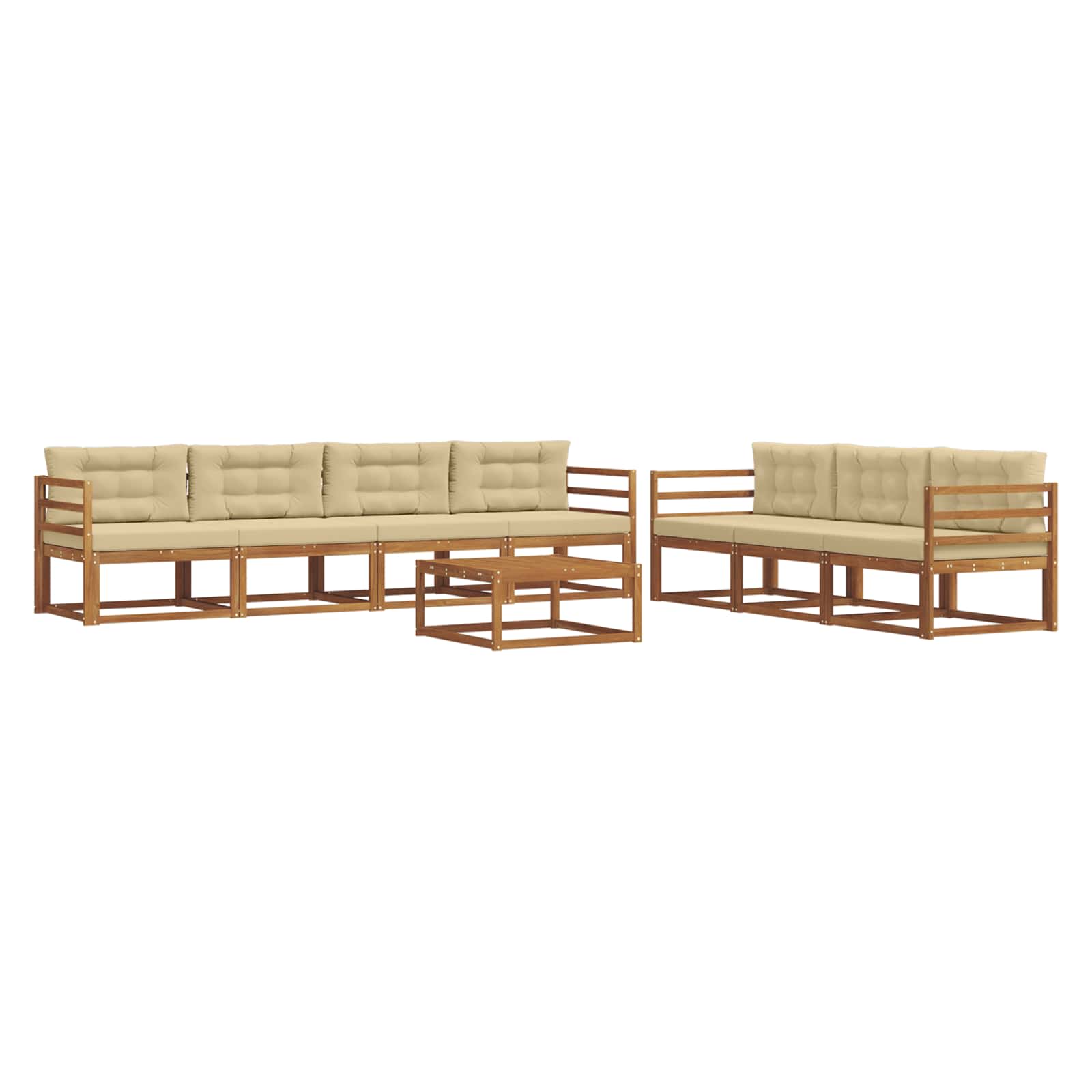 Set di divani da esterno con cuscino 8 pcs Naturale e Beige | homemem39