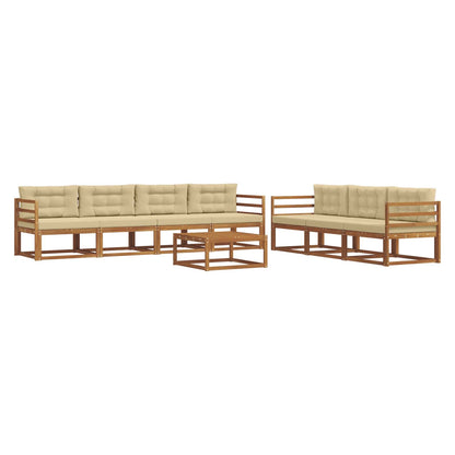 Set di divani da esterno con cuscino 8 pcs Naturale e Beige | homemem39