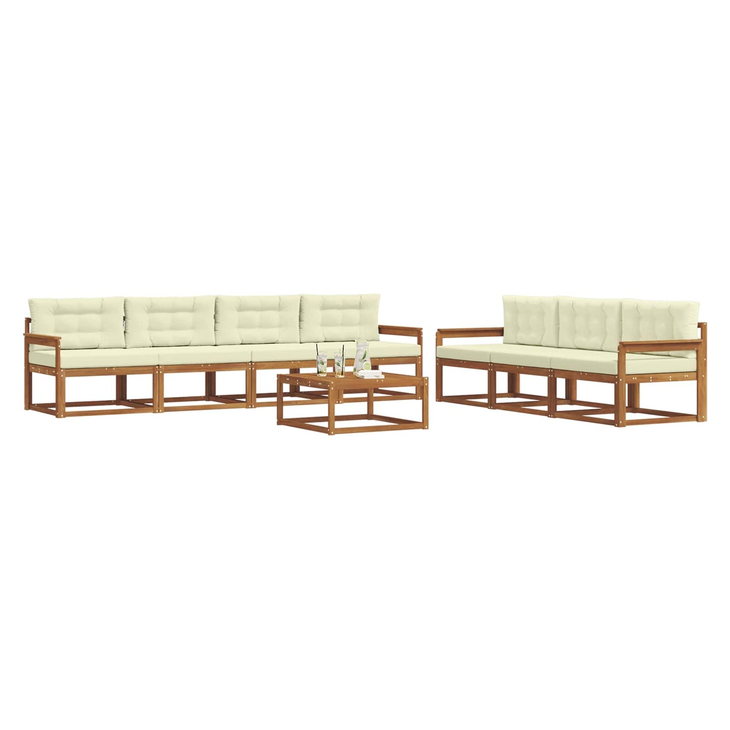 Set di divani da esterno con cuscino 8 pcs Naturale e Crema | homemem39