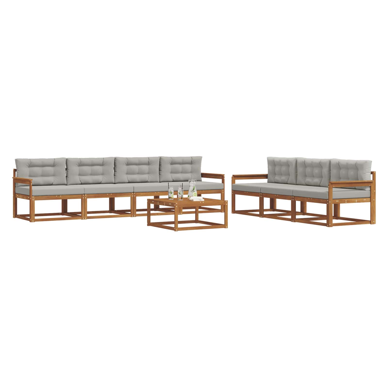 Set di divani da esterno 8 pcs Grigio Naturale e Chiaro | homemem39