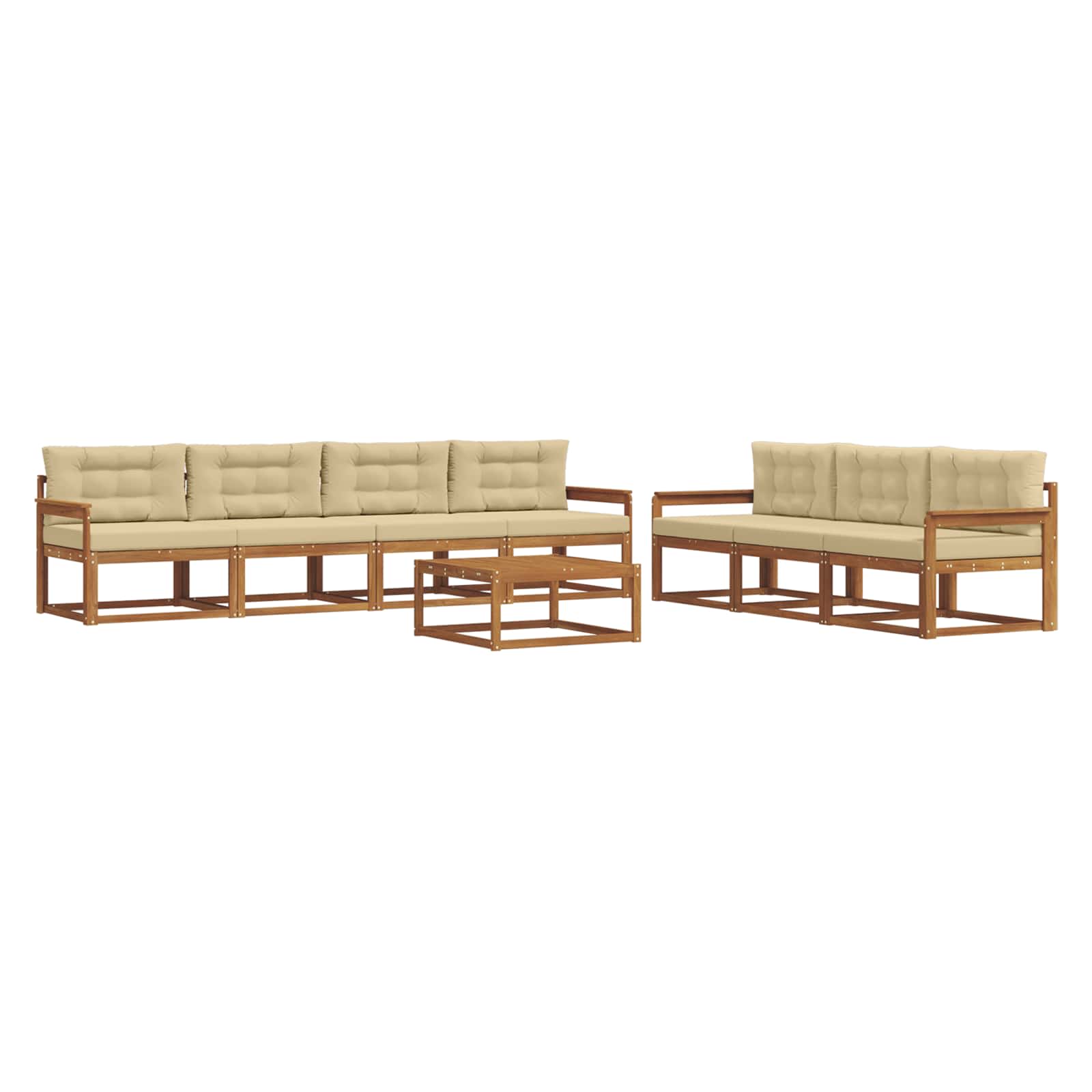 Set di divani da esterno con cuscino 8 pcs Naturale e Beige | homemem39