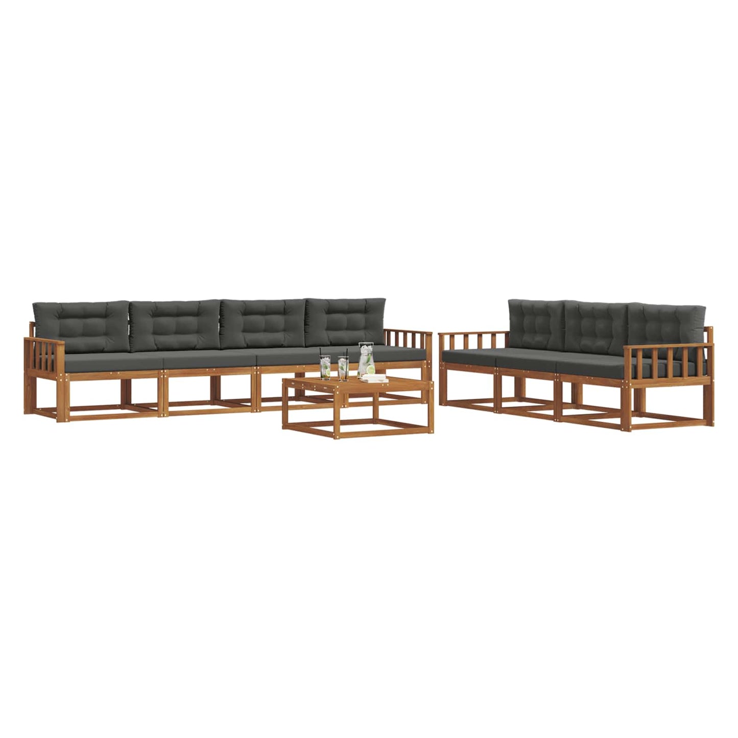 Set di divani da esterno con cuscino 8 pcs Naturale e Antracite | homemem39