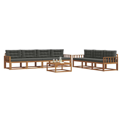 Set di divani da esterno con cuscino 8 pcs Naturale e Antracite | homemem39