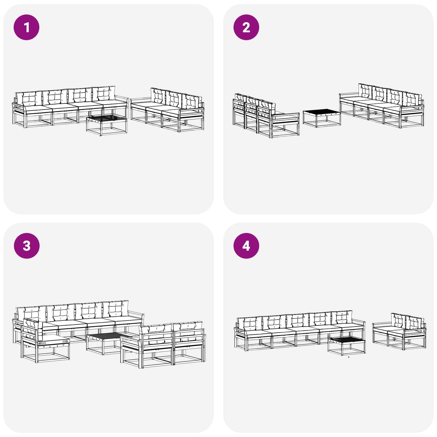 Set di divani da esterno con cuscino 8 pcs Naturale e Antracite | homemem39