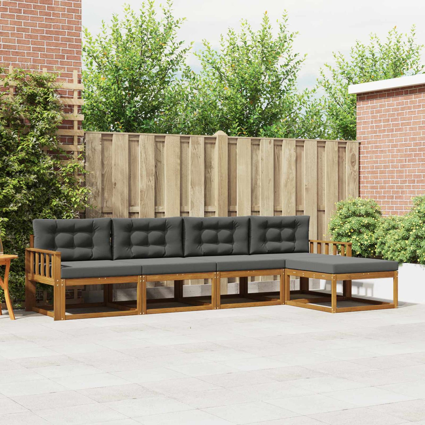 Set di divani da esterno con cuscino 5 pcs Naturale e Antracite | homemem39