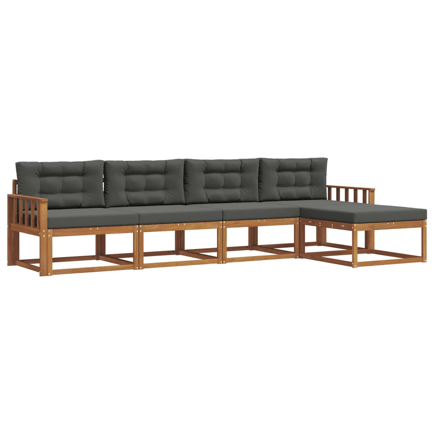 Set di divani da esterno con cuscino 5 pcs Naturale e Antracite | homemem39