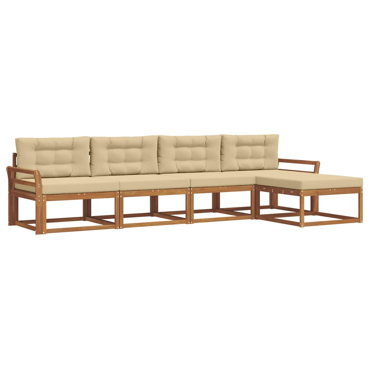 Set di divani da esterno con cuscino 5 pcs Naturale e Beige | homemem39