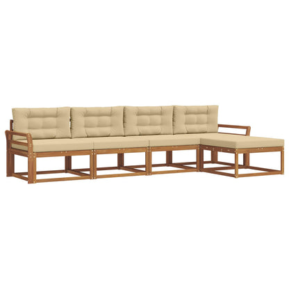 Set di divani da esterno con cuscino 5 pcs Naturale e Beige | homemem39