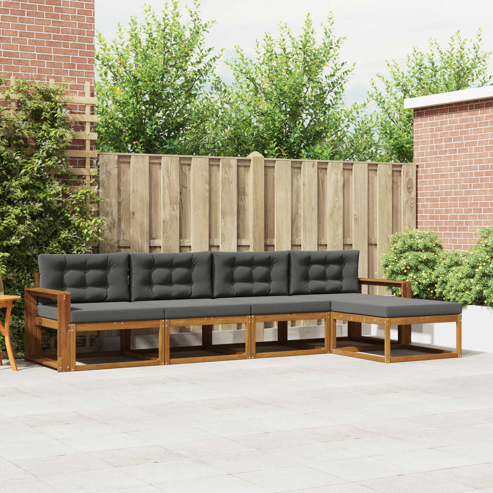 Set di divani da esterno con cuscino 5 pcs Naturale e Antracite | homemem39