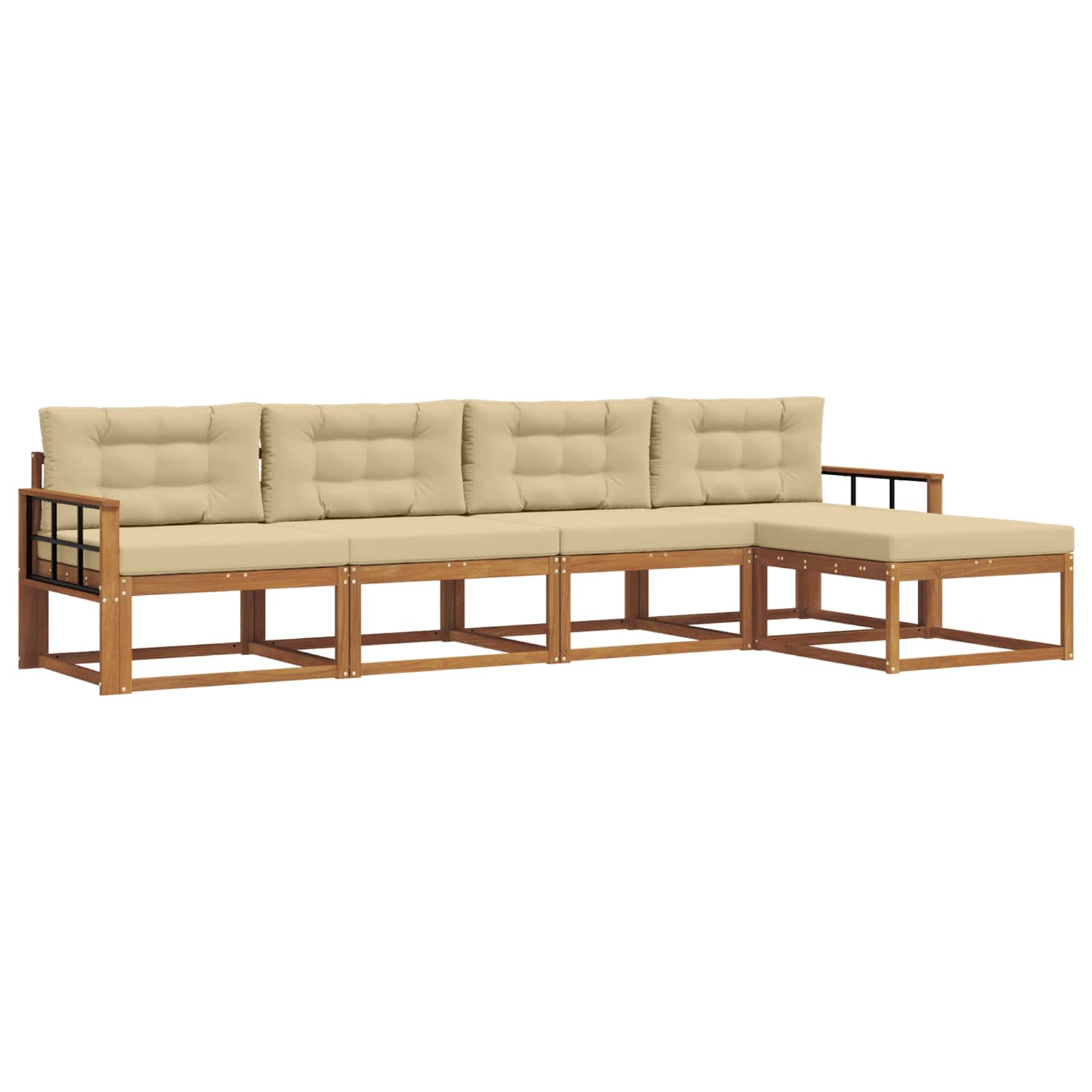 Set di divani da esterno con cuscino 5 pcs Naturale e Beige | homemem39