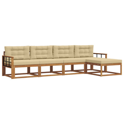 Set di divani da esterno con cuscino 5 pcs Naturale e Beige | homemem39