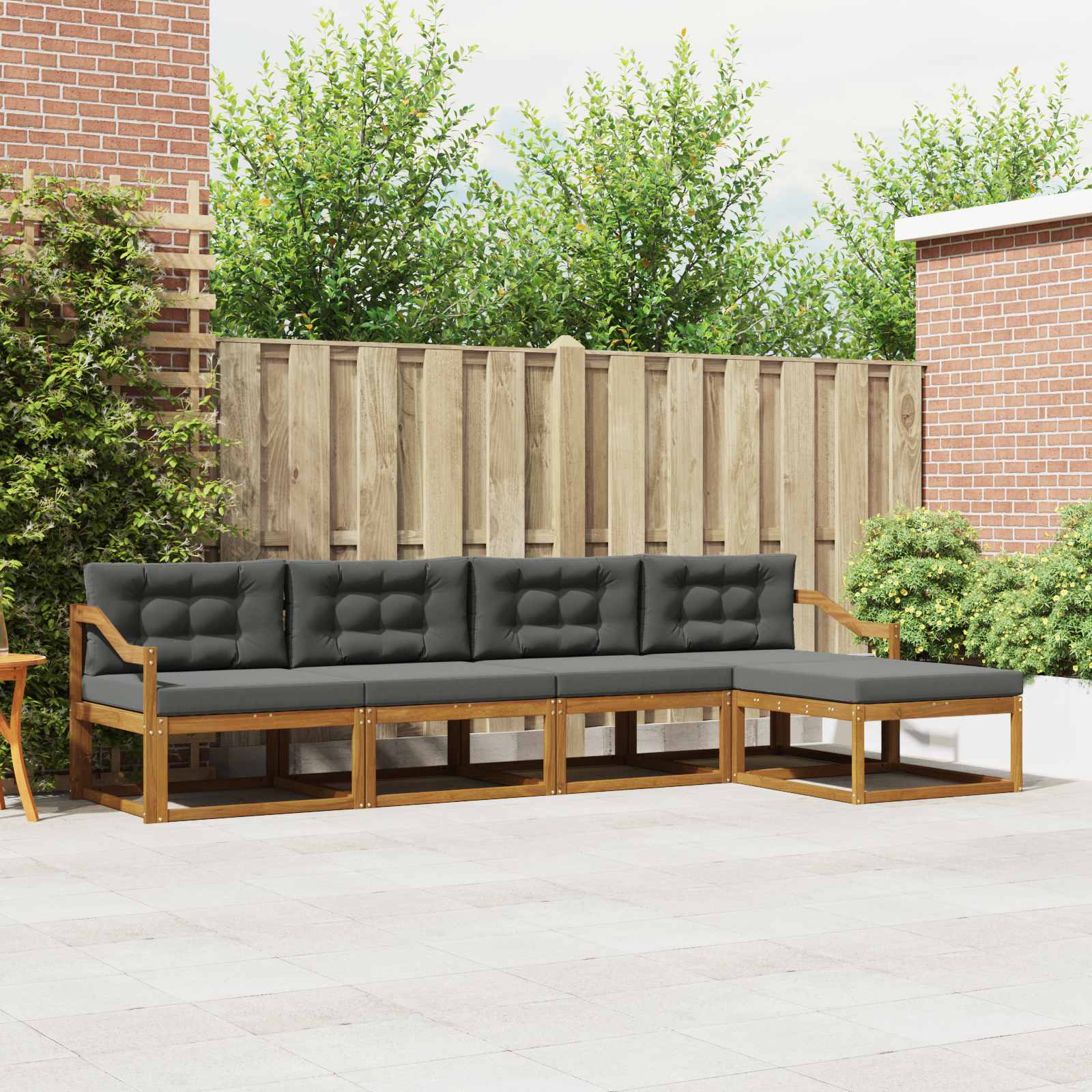 Set di divani da esterno con cuscino 5 pcs Naturale e Antracite | homemem39