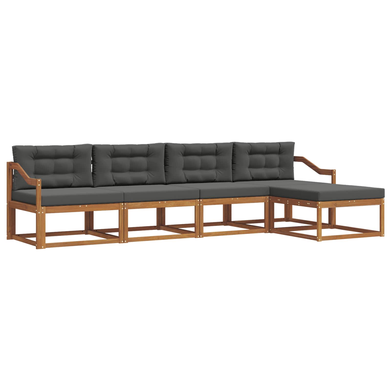 Set di divani da esterno con cuscino 5 pcs Naturale e Antracite | homemem39