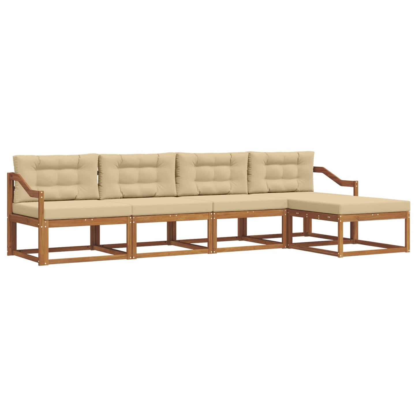 Set di divani da esterno con cuscino 5 pcs Naturale e Beige | homemem39