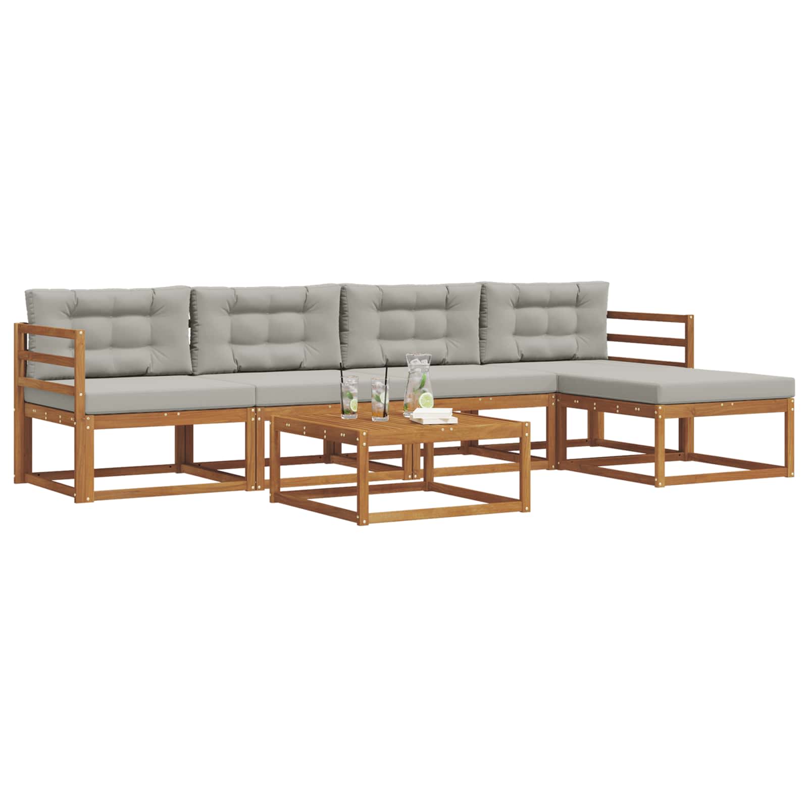 Set di divani da esterno 6 pcs Grigio Naturale e Chiaro | homemem39