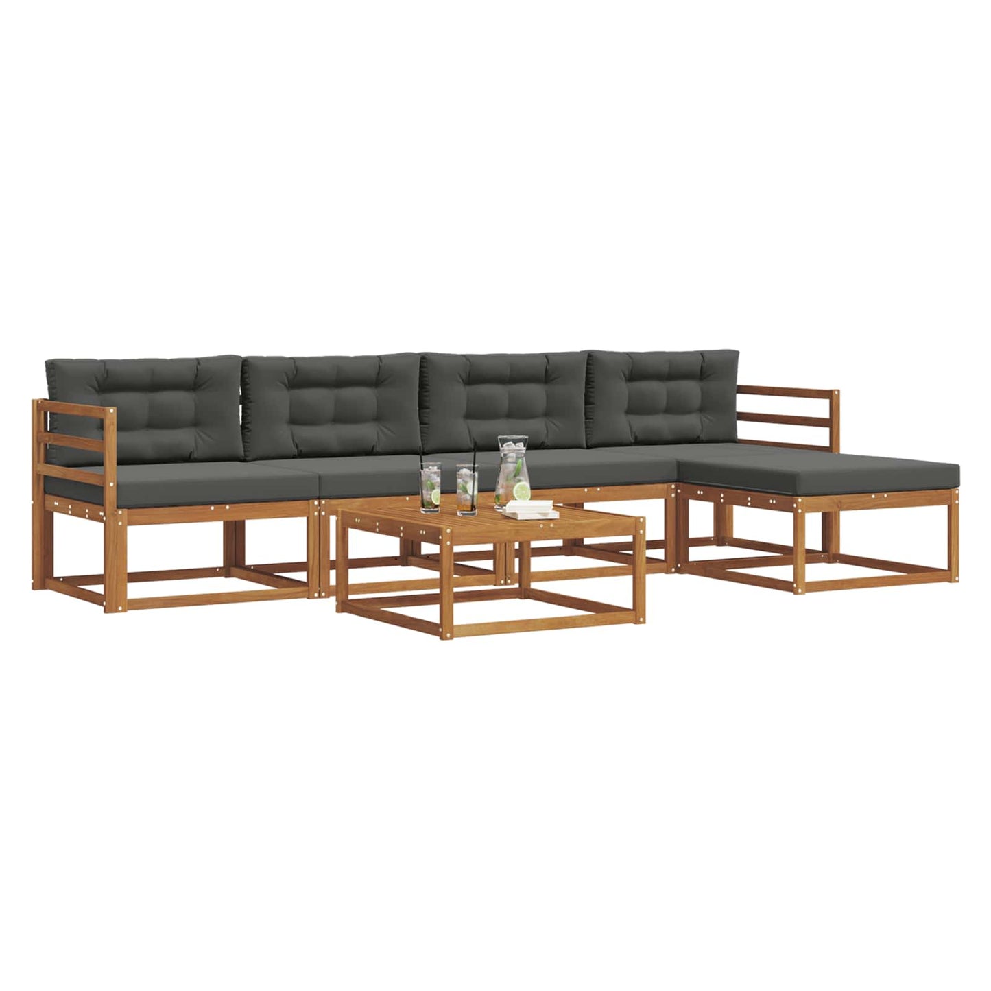 Set di divani da esterno con cuscino 6 pcs Naturale e Antracite | homemem39