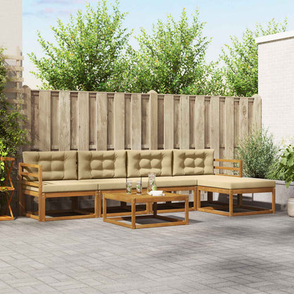 Set di divani da esterno con cuscino 6 pcs Naturale e Beige