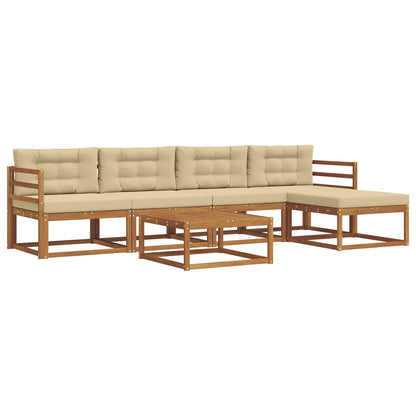 Set di divani da esterno con cuscino 6 pcs Naturale e Beige | homemem39