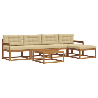 Set di divani da esterno con cuscino 6 pcs Naturale e Beige | homemem39