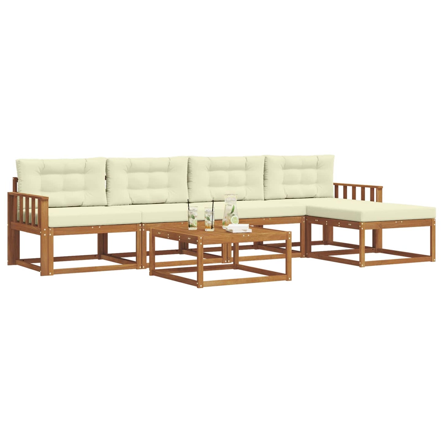 Set di divani da esterno con cuscino 6 pcs Naturale e Crema | homemem39