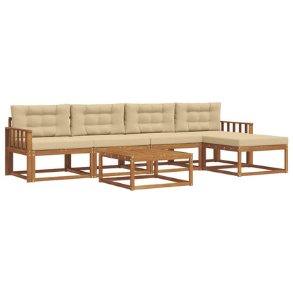 Set di divani da esterno con cuscino 6 pcs Naturale e Beige | homemem39