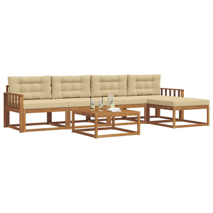 Set di divani da esterno con cuscino 6 pcs Naturale e Beige | homemem39