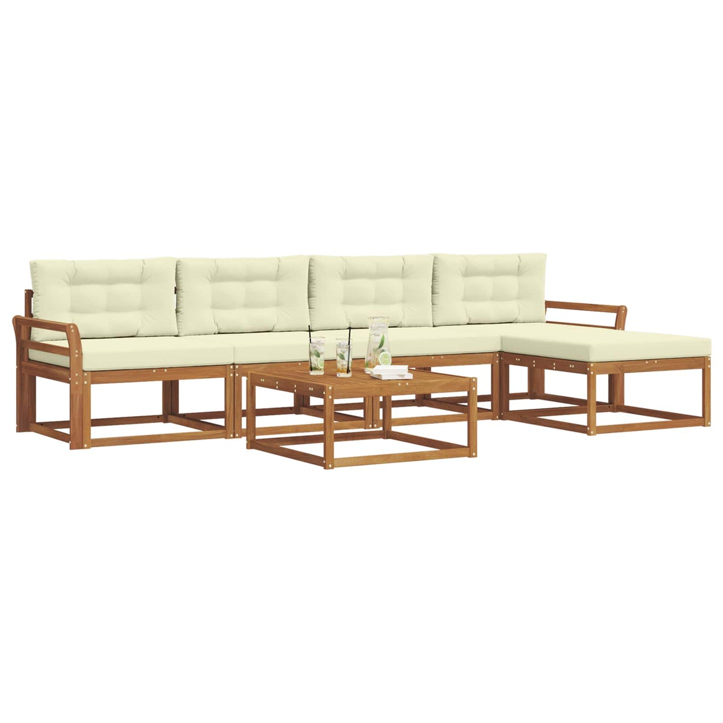 Set di divani da esterno con cuscino 6 pcs Naturale e Crema | homemem39