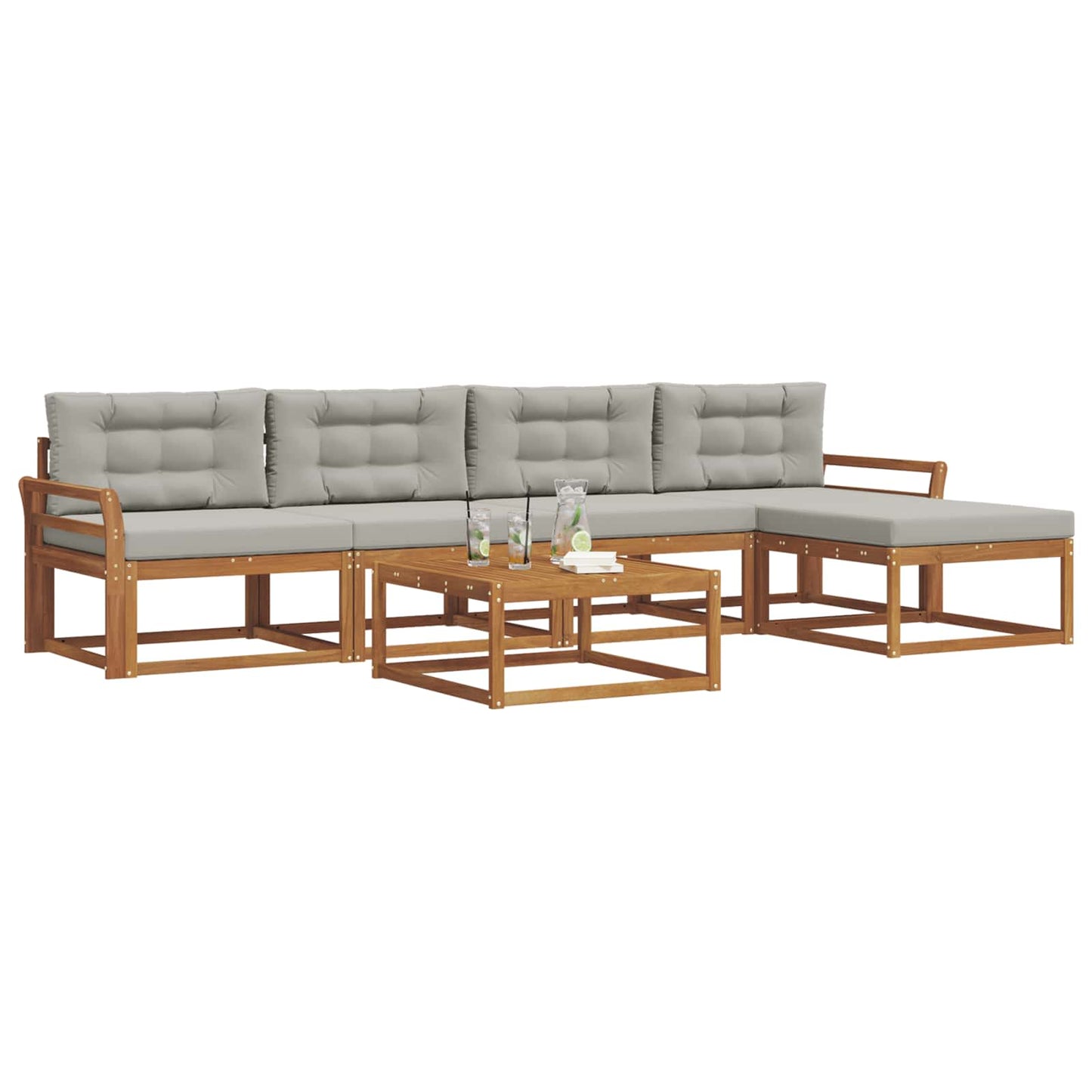 Set di divani da esterno 6 pcs Grigio Naturale e Chiaro | homemem39
