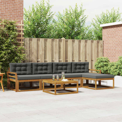 Set di divani da esterno con cuscino 6 pcs Naturale e Antracite