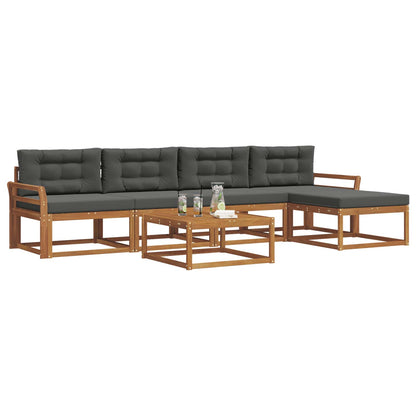Set di divani da esterno con cuscino 6 pcs Naturale e Antracite | homemem39