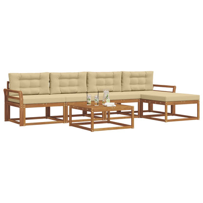 Set di divani da esterno con cuscino 6 pcs Naturale e Beige | homemem39