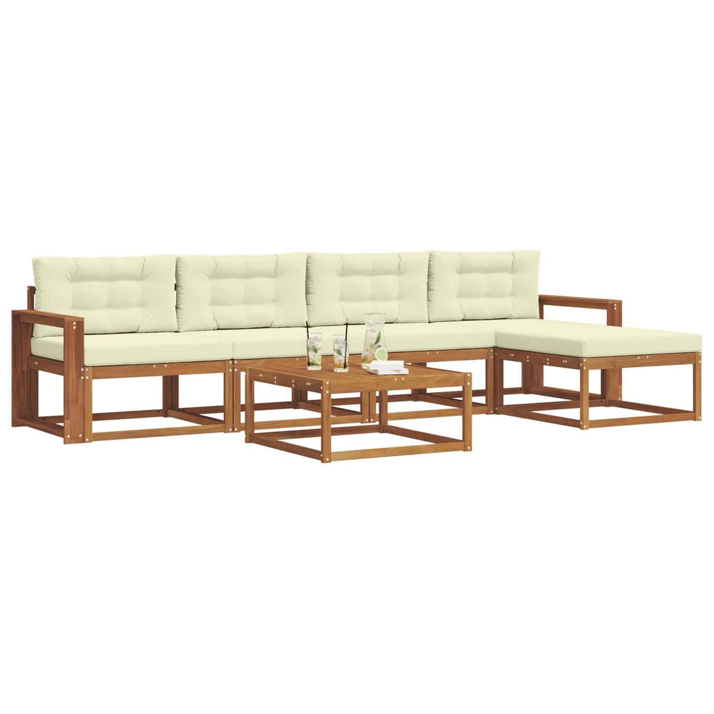Set di divani da esterno con cuscino 6 pcs Naturale e Crema | homemem39