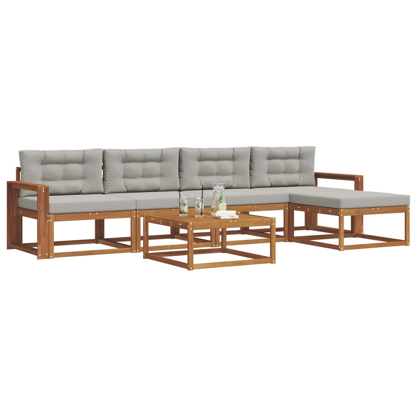 Set di divani da esterno 6 pcs Grigio Naturale e Chiaro | homemem39