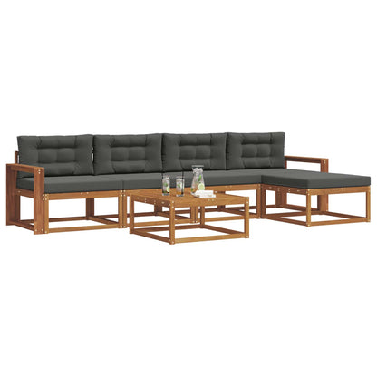 Set di divani da esterno con cuscino 6 pcs Naturale e Antracite | homemem39