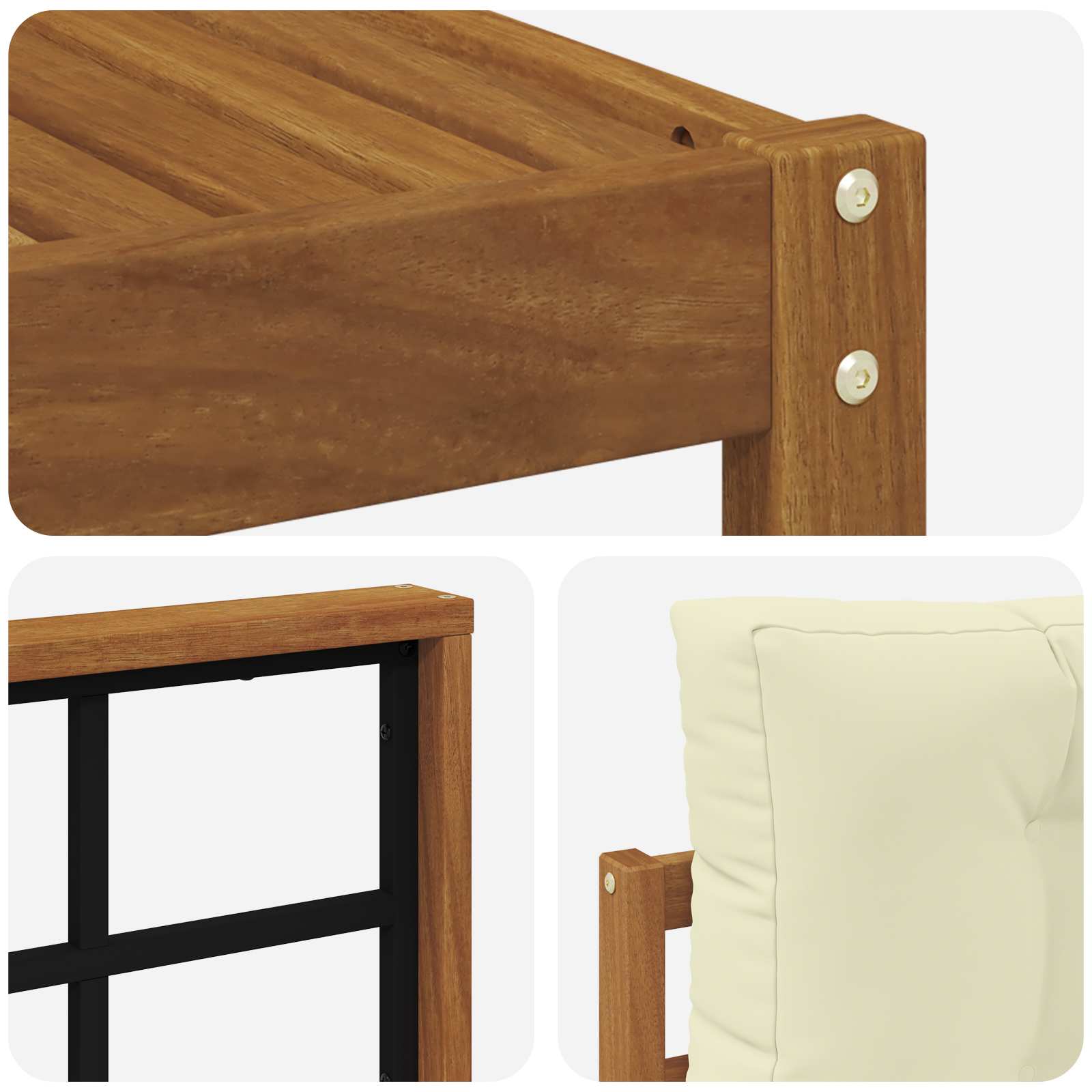 Set di divani da esterno con cuscino 6 pcs Naturale e Crema | homemem39