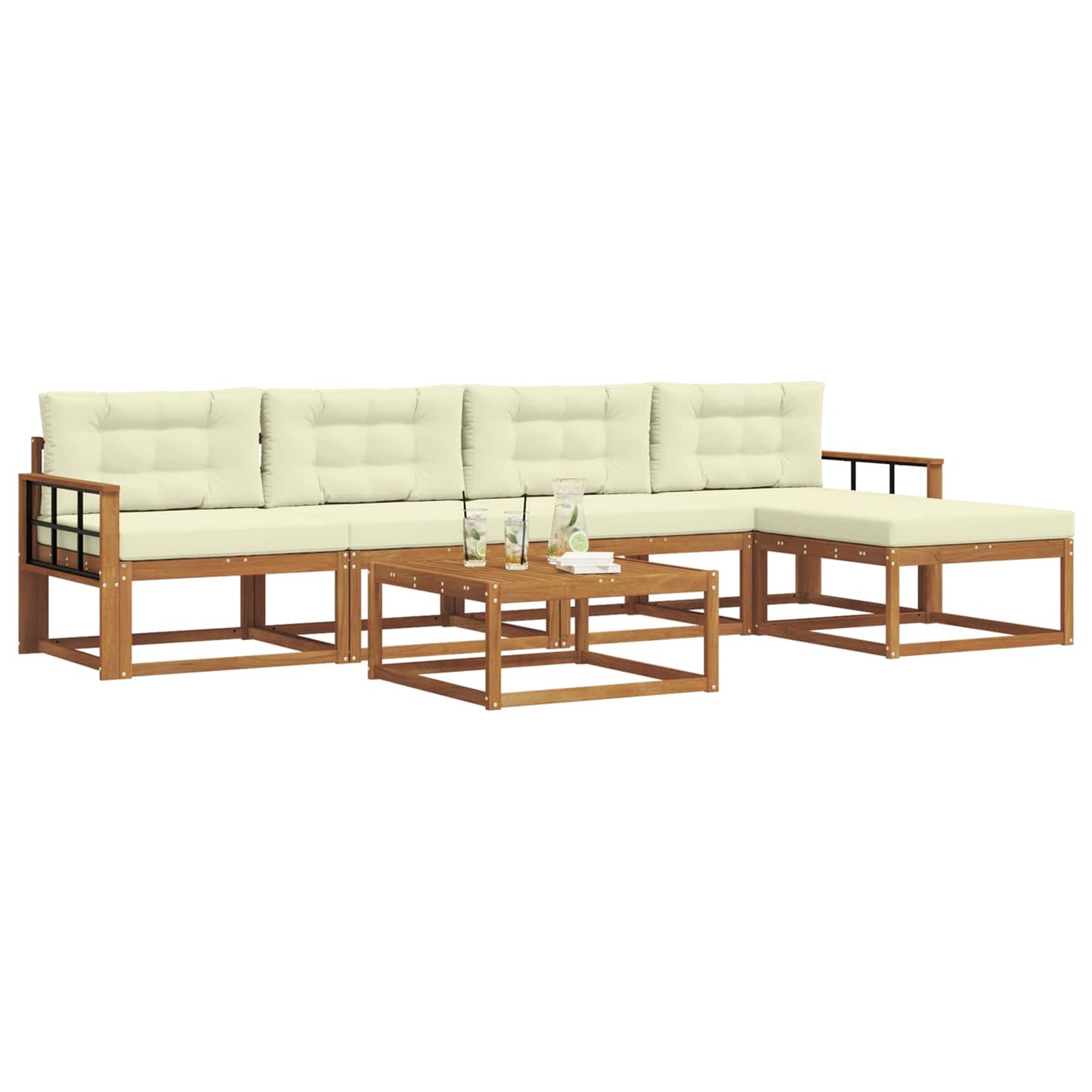 Set di divani da esterno con cuscino 6 pcs Naturale e Crema | homemem39