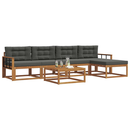 Set di divani da esterno con cuscino 6 pcs Naturale e Antracite | homemem39