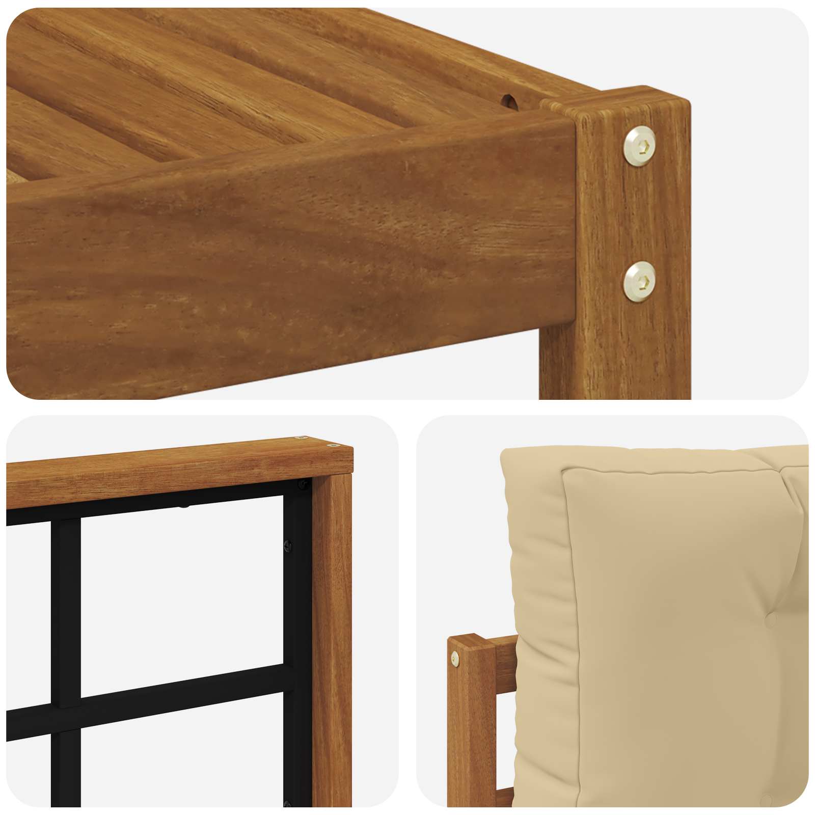 Set di divani da esterno con cuscino 6 pcs Naturale e Beige | homemem39